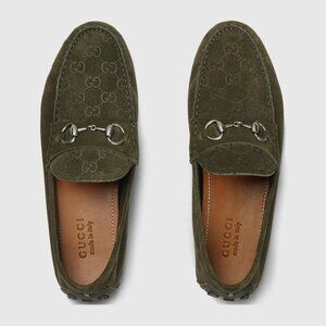 GUCCI Driver Men's Olive Green Suede W/ Horsebit Loafers Gucci size 10.5